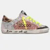 Designer Superstar Mixed Leather Casual Shoes Graffiti Leopard-tryck Sneakers Classic Do-Old Dirty Shoe Heel Suede Glitter Slide Mid-Top Women Män storlek 36-46
