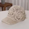 Ball Caps Hand-woven Ladies Spring And Summer Breathable Mesh Visor Korean INS Personality Retro Flower Baseball Cap Sun