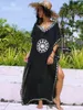 Dresses 2022 Indie Folk Lace Up VNeck Batwing Sleeve Summer Beach Dress Tunic Women Beachwear kaftan Maxi Dress Robe Sarong Q775