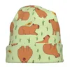 Berets Women Men Capybara Seamless Pattern Slouchy Beanie Accessories Cute Bonnet Knitting Hats Windproof Warm Gifts Idea