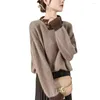 Women's Sweaters Sweater Turtleneck Vintage Pullover Jumper Women Winter Thick Warm Knitted Soft Brown