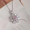 Pendanthalsband 925 Sterling Silver Flower Simulated Moissanite Sapphite Necklace For Women Wedding Fine Jewelry Wholesale