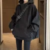 Damenjacken HOUZHOU Harajuku-Stil Jacke Koreanische Mode Streetwear Oversize Reißverschluss Mit Kapuze Vintage Y2k Windschutz Lässiger Mantel