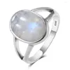 Bagues de cluster 925 Sterling Silver Bague Naturel Moonstone Bijoux Gemstone Vintage Pour Femmes Hommes Filles Cadeau De Luxe