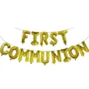 1set First Holy Communion Gold Balloons Bunting Banner Religious 1st Confirmation Christening Wall Decoration Po Props Ballon L167C