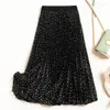 Skirts Women Long Elastic Waist Pleated Maxi Skirt