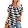 Women's T Shirts Houndstooth Women T-Shirt Crewneck Casual Short Sleeve Tops Summer Tees Pattern Abstract Background Texture Fashion