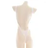 Kvinnors badkläder ett stycke baddräkt Kvinnor Monokini Sexig bikini Ice Silk Solid Color Vest Ultra Thin Transparent Japanese Student Spa