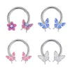 8PCS Stainless Steel Oil Dripping Butterfly Nose Ring Glitter Nose Ring Ear Bone Ring Horseshoe Ring Women's Piercing Jewelry