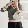 Chandails pour femmes Internet entièrement correspondant à Slim Fit V-Neck Fashion Brand Coumor Color Sweater Plus Taille Vêtements