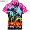 أشجار النخيل المطبوعة رجال هاواي قمصان قصيرة الأكمام غير الرسمية الصيف رجال استوائي القمصان الحزب على الشاطئ ارتداء ملابس الملابس 3x C3098083