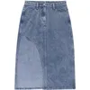 Saias Cinessd Cinto Cintura Alta Cintura Reta Mulheres Saia 2024 Verão Sexy Split Denim Estilo Vintage Temperamento Elegante WS492