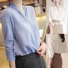 Camicette da donna Lady Moda Donna Top Colore Manica lunga con scollo a V Camicia casual Camicetta Abbigliamento da lavoro Pendolari Temperamento di abbinamento 2024