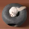Donut Cat Bed Tunnel Interactive Bed Toy House for 2 Cats Felt Pet Cat Half Closed Cave Indoor Training Kennel Toy Pets Supplies 231221
