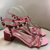 patent äkta 2024 damer kvinnor sandaler klär skor 6 cm med chuckly high klackar kikstå bröllop party tryck spänne t-strap diamant bohemia 3d mix färger siz