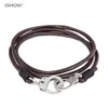 Bracciale avvolgente in pelle marrone fatto a mano Bracciale in pelle da uomo Braccialetti da uomo personalizzati Braccialetti con manette Braccialetti con ciondoli Uomo Gift217j