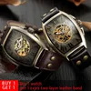 Shenhua 2019 Vintage Automatic Watch Men Men Mechanical Wrist Watches Mens Fashion Skeleton Retro Bronze Watch Clock Montre Homme J1902450