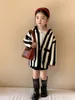 Hooded Sweater Girls Coat Lovely Spring Autumn Korean Version Striped Casual All-match Hooded Kids Tops for Girls 231220