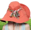 女性のための太陽帽子夏の大きなビーチハットフラワープリント広い帽子の女性エレガントな帽子ガールズバケーションツアーハットアクセサリー3976780