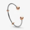 100 ٪ 925 Sterling Silver Rose Gold Moments Snake Chain Style Open Bangle Fashion Engagement Jewelry Aceessories Making For337b