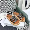 Vegetal Sandals Designer Women Sippers Genuine Leather Tromphe Sandals Three Colors Black Brown White Lady Fashion Slides Casual Roman Mules Sandals Size35-41