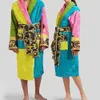 Bath Robe Designer Long Hoodie Lovers Couples Longstyle Luxury European Printing Bright 100% Cotton Luxurious Par Bathrobe Whol 942