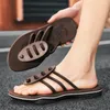 Slippers Men Flip-Flops الاتجاه المنسوجة تدليك سميك وحيد الحجم 39-44