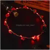 Other Event Party Supplies Women Girls Led Light Up Flower Headband Flashing Glow Crown Hair Wreath Hairband Luminous Garlands Dro Dhoy4