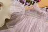 Girl's Dresses 2023 New Sequin Summer Dress for Girls Tulle Layered Kids Birthday Party Dress Star Printing Children Summer Holiday Casual WearL231222