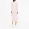 Casual Dresses Women's Pink Sticked Medium Längd Dress Senior Sense of Fashion Temperament Polo Collar Midjelimmning Långt 2023