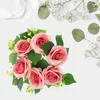 Flores decorativas Partido de casamento Decoração de anel de flor artificial Decoração de seda rosa
