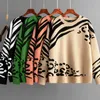 Frauenpullover Gigogou Leopard Dessinger Damen Pullover Winter Herbst Frauen gestrickte Oberbekleidung weiche Damen Pullover Top Pull Femme Outfit