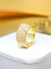 Wedding Rings Retro Plain Gold with Diamond Ring Female Index Finger Wide Arm Gold-plated Instagram Cool and Style 231222