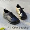 Atletisch Outdoor Kinderkleding Koeienhuid Schoenen Jongens Meisjes Echt leer Schoolshow Flats Klassiek Brits Lente Matzwart Zachte onderkant Kinderen Q231222