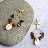 Boucles d'oreilles en peluche naturelle pendentifs de coquille naturelle perle à puce irrégulière boho gold gold couleur étoile de mer charme de plage d'été bijoux
