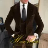 Suit for Men Business Velvet 3piece Szare Kurtka Kamizelka Formalne okrążenie kołnierza Blazer męskie ubrania 231221