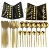 Ensemble de vaisselle en or 24pcs 18 10 Ensemble de couverts en acier inoxydable LNIFE CURIPTION CURIPE DE CUIETER