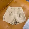 Damesshorts Echt leren shorts dames hoge taille 2022 Lente Zomer nieuwe Koreaanse mode dames wijde pijpen bikershorts femme casual stijlL231222