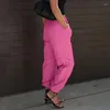 Kvinnors byxor 2024 Lång avslappnad fast färgficka Elastisk midja jogging Hip Hop Dance Clothing
