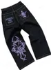 HIP HOP Y2K Jeans Mens Retro Skull Broderie Womend Women Pantalon Denim Straig décontracté Ligne de cargaison Pant Streetwear 231221