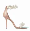 Berömda sommarmaisel sandaler skor vita pärlor utsmyckade kvinnor kväll brud höga klackar designer lady elegant pumpar