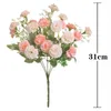 Decorative Flowers Artificial Bouquet Silk Small Rose Lilac Carnation Bridal For Wedding Party Home DIY Decoration