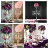 Decoración de la fiesta 5 Arms Candlestick Metal Boda Antecedentes Decoración Decorativa Geométrica ACRYLIC NEGRO CANDELABRA Table Flower Dhmnz