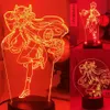 Ночные огни Genshin Impact Led Light Light Anime Manga фигура настольная лампа 3D новинка иллюзия в помещении для спальни декор Indie для взрослого ребенка207F