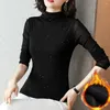 Blouses pour femmes Polyester Top Mock Mock Couche de base Couche de base Slim Fit Thermal pour les dames douces automne / hiver