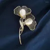 Brooches Rhinestone Ginkgo Biloba Scarf Stone Plant Leaf Brooch For Women Fashion Jewelry Gift DIY Bouquet Wedding Banquet Accesories Pin