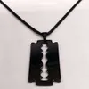 Gothic Blade Razor Pendant Necklaces For Men Stainless Steel Black Silver Gold Color Goth Popcorn Chain Necklace Aesthetic Jewelry Collier Homme Bijoux Wholesale