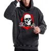 Nyaste syratvättad anime hoodie 100% bomull y2k lös pullover hip hop skelett tryckt streetwear mode halloween tröja