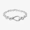 100% 925 Sterling Silver Chunky Infinity Knot Chain Bracciale Fashi