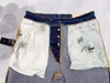 Herenjeans kopen ontwerper mannen paars merk vernietigde denim broek gescheurd noodlijdende magere slanke stretch broek